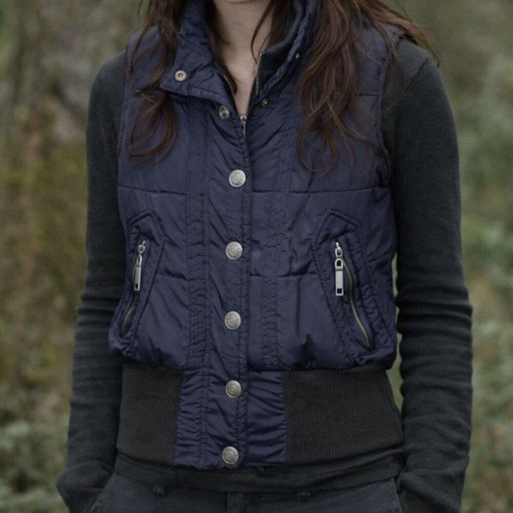Vintage 00s Y2K Maurices Medium M‎ Charcoal Gray Bella Swan Puffer Vest Jacket